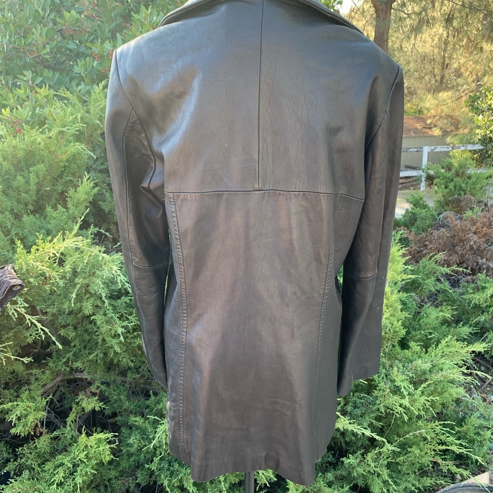 Lady Hathaway long line vintage black leather blazer jacket - Picture 7 of 9